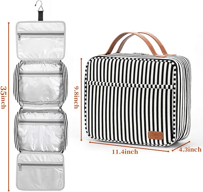 Bosidu Hanging Travel Toiletry Bag,Large Capacity Cosmetic Travel Toiletry Organizer for Women with 4 Compartments & 1 Sturdy Hook,Perfect for Travel/Daily Use/Christmas