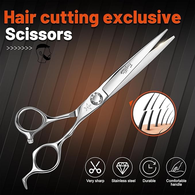 High-end Professional Extremely Very Sharp Barber Hair Cutting Scissors Hairdresser Shears For Hair 6.5 Inch Haircut Scissor Made Of Stainless Steel Alloy For Hairdressing Salon and Home Use