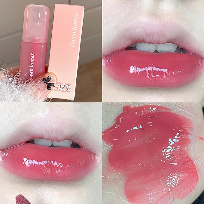 4PCS Hydrating Lip Gloss Set,Highly-Pigmented Korean Lip Glaze,Plumping Lipgloss, Moisturizing Mirror Liquid Lipstick, Non-Stick Cup,Glossy Finish,Long-lasting Natural Makeup