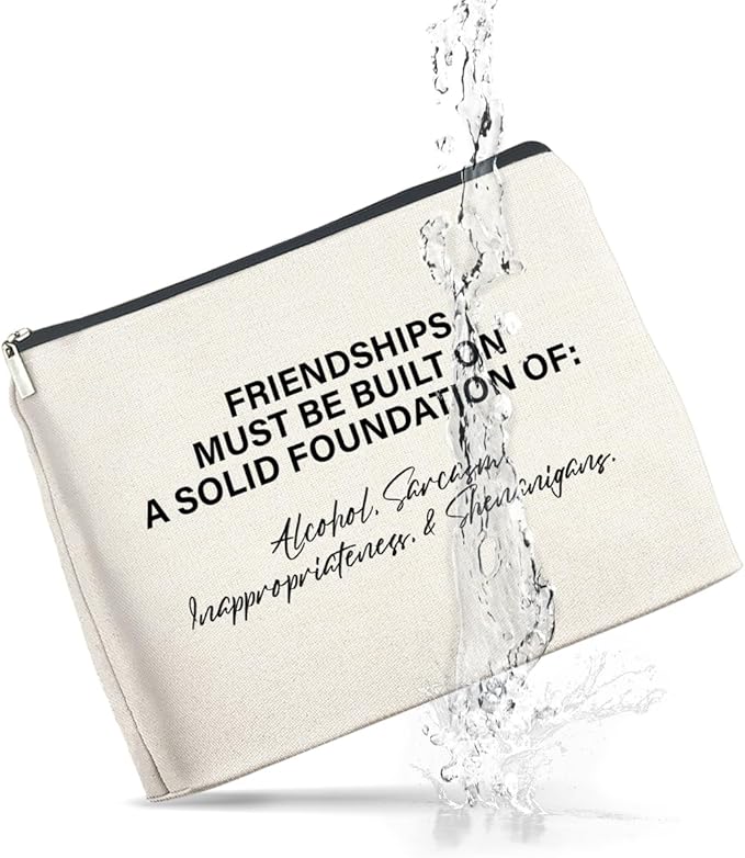 Friendship Gifts Makeup Bag, Funny Gifts for Women Friends, Best Friend Bestie Gifts Foundations of Friendship Zipper Makeup Pouch