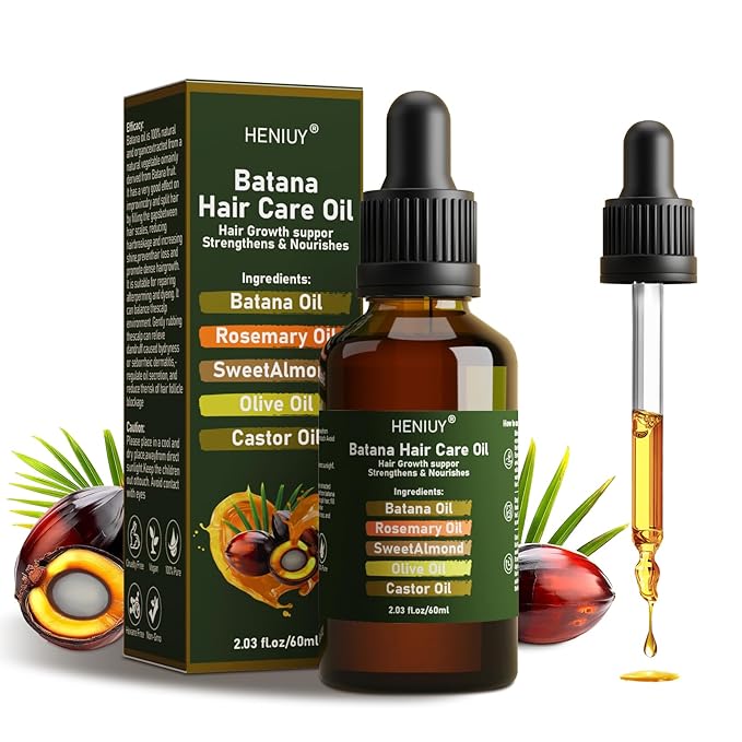 Battana Hair Care Oil – 2Fl Oz Natural Rosemary & Sweet Almond Oil Blend for Hair Growth & Repair – Organic, Vegan, Cruelty-Free – Lightweight, Non-Greasy Formula for Women & Men