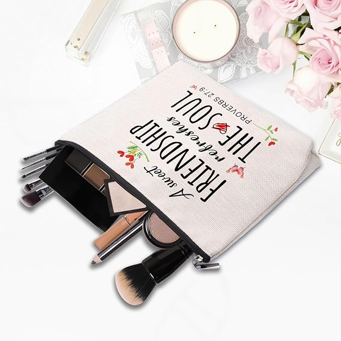 Christian Gifts for Women Friends Makeup Bag, Christian Secret Sister Birthday Gift for Best Friends, Friendship Gifts for women, Christian Gift Cosmetic Bag