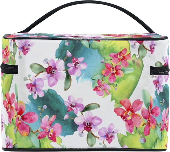 Makeup Bag, Hand Painted Orchid Travel Makeup Organizer Bag Cosmetic Cases Toiletry Bags for Girl Women Ladies