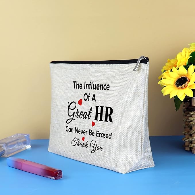 HR Appreciation Makeup Bag - Thank You Gift for Human Resources Director, Manager, Coworker - Travel Cosmetic Bag for Christmas, Birthday, Thanksgiving, Retirement