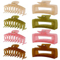 LuSeren 8 Pack Jelly Hair Clips for Women, 4.3 Inch Large Hair Claw Clips, Strong Hold, Non-Slip, Perfect Size for Thin, Thick or Curly Hair, Jelly Color, Includes Gift Box