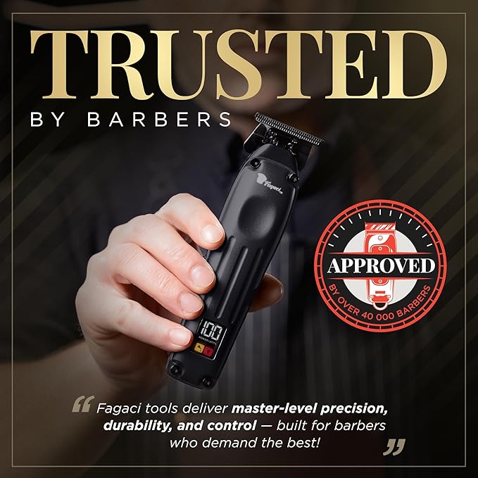 Fagaci Professional Zero Gapped Trimmer for Men, 5X Longer Sharpness Cordless Beard Trimmer for Men, T Liners Professional Trimmers for Barbers with Brushless Motor, Zero Gap Trimmers Barber T Blade