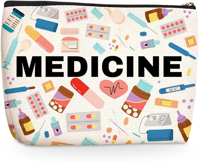 Medicine Makeup Bag, Large Capacity Travel Makeup Case Cosmetic Bags for Women, Portable Pouch Purse Travel Essentials Toiletries Accessories, Christmas Birthday Gifts for Women 1