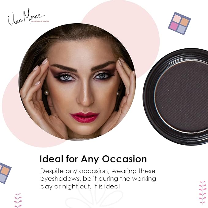 Vera Moore Eyeshadow, Highly Pigmented Eyeshades and Textures, Provide Bold and Lasting Looks, Suitable for Any Event, Easily Blendable Eye Makeup in Multiple Shades. (Noir)