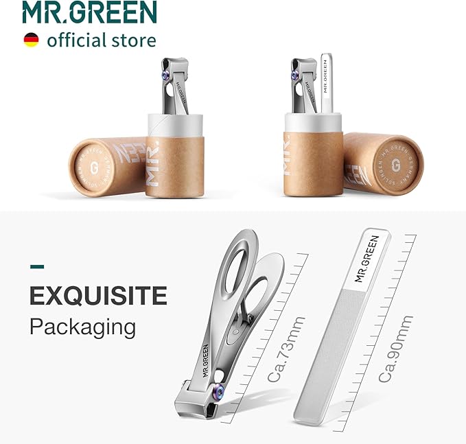 MR.GREEN Nail Clippers Wide Jaw Opening Stainless Steel Fingernail Clipper Thick Hard Toenail Cutter Manicure Scissors Tools (Nail Clipper (Medium)+Nail File)