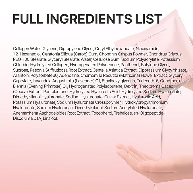Glossy Collagen Fill Up Mask, Hydrating Hydrogel Face Mask, Firming, Elasticity, Radiance, Anti-Aging Skincare, Korean Beauty, Self Care Gift for Women | 1.48oz (42g) x 4ea