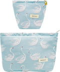 2 Pcs Makeup Bags, Large Cosmetic Bag Travel Toiletry Bag Organizer for Women, Embroidery Craft, Floral Makeup Bag Small Cosmetic Pouch Purse with Zipper Gifts for Girls Teen