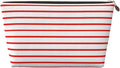 Womens Leather Makeup Bag Cosmetic Bag Travel Toiletry Bags Make Up Bags for Women Adult (White Red Line 2)