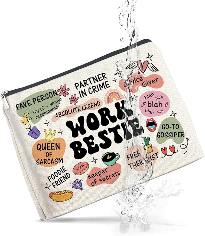 Work Bestie Gifts Makeup Bag, Work Best Friend Gifts for Women, Gifts for Coworker Colleagues Friend Work Bestie Zipper Makeup Pouch