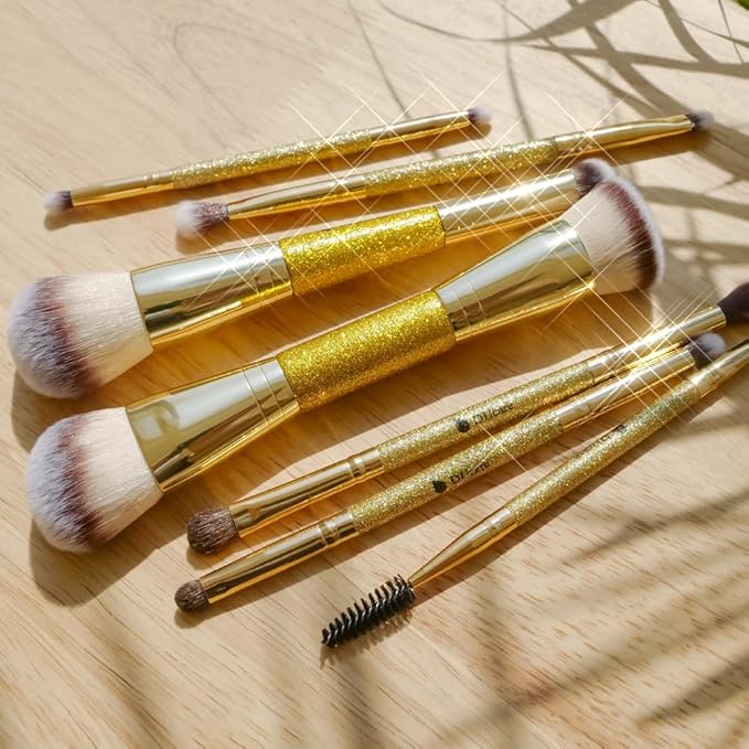 DUcare Foundation Brush Contour Bronzer Makeup Brush Double Ended Self Tanner Brush Sculpting Brush for Blending Liquid Powder Concealer Cream Cosmetics Blush Buffe