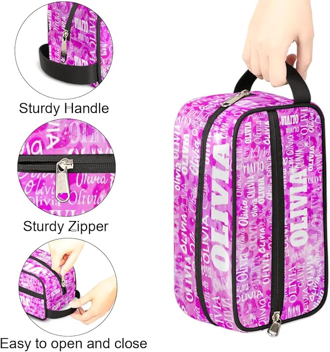 Custom Travel Toiletry Bag for Women, Large Makeup Bag, Cosmetic Bag, Comestic Essentials for Women, Watercolor Pink Leopard