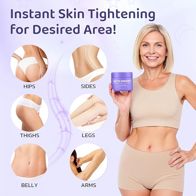 MYTH-Dreamy Overnight Toning Whip Firming Cellulite Cream, Skin Firming and Tightening Lotion While You Sleep - Helps Tighten Loose Skin & Cellulite on Belly, Booty, Arms & Thighs, with Gua Sha Tool