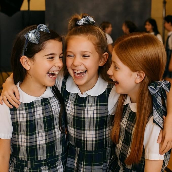Plaid scrunchie, ClassExceed school uniform plaid, Back to school, handmade school uniform hair accessories (White forest Yellow Navy Plaid80)