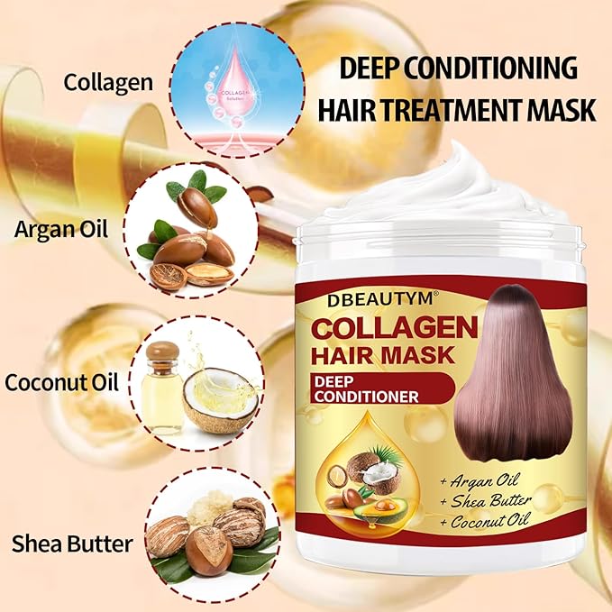 Collagen Hair Treatment Hair Mask & Hair Growth Serum,Deep Conditioner Hydrating Hair Mask for Dry Damaged Hair,Hair Growth Oil for Hair Loss,Natural Hair Regrowth Treatment for Men and Women