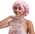 Silk Satin Bonnet Hair Wrap for Sleeping Women, Adjustable Tie Band Double Layer Sleep Night Head Cover for Curly Braid Fine