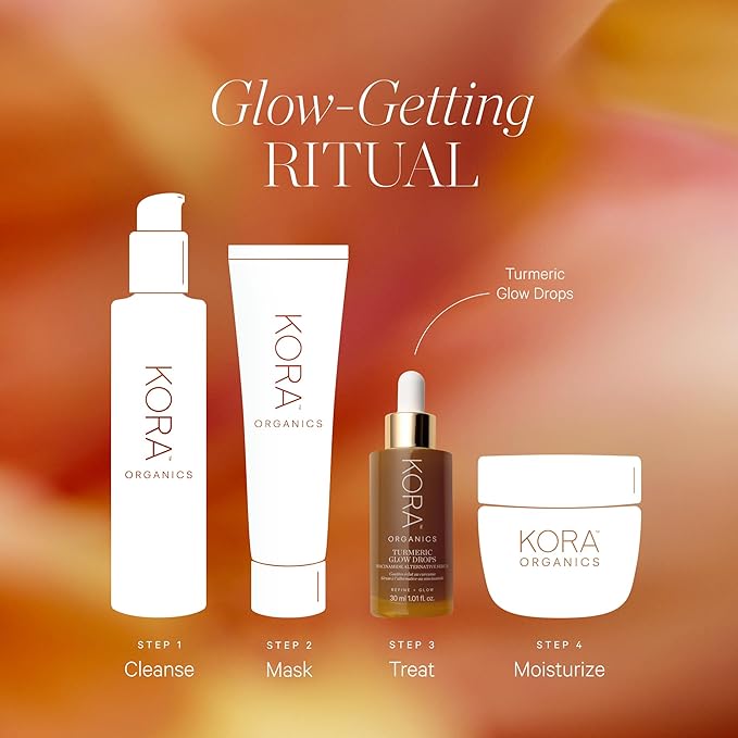 KORA Organics Turmeric Glow Drops, Certified Organic Radiance Face Serum with Niacinamide Alternative, Improves Texture & Pore Appearance, Vegan, 1.01 fl oz