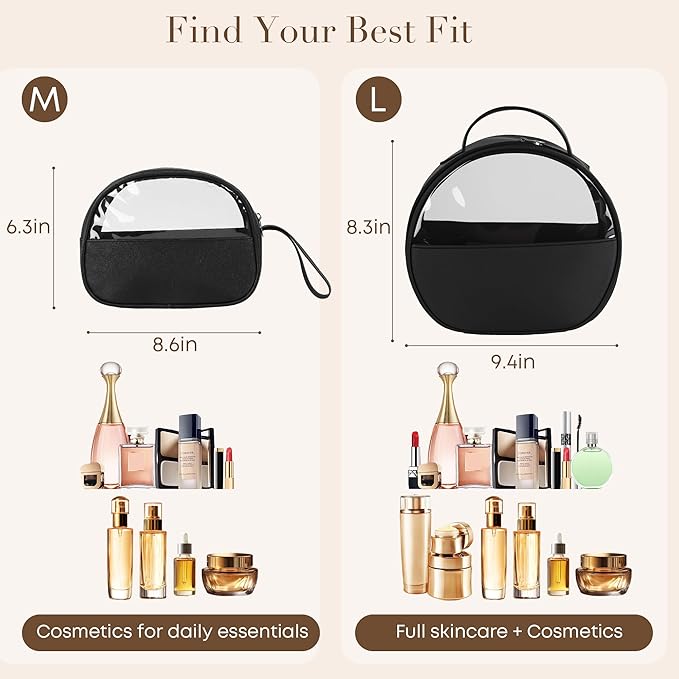 Small Clear Travel Makeup Bag, Waterproof Leak-Proof Toiletry Bag for Women, Simple Transparent Cosmetic & Makeup Bag Organizer