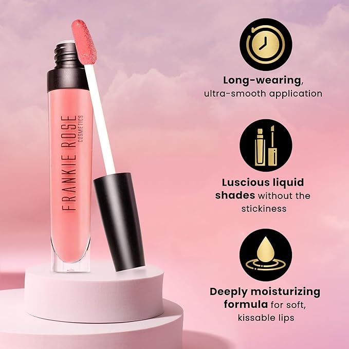 Frankie Rose Cosmetics Lip Gloss | Non-Sticky Formula, Long Lasting Lip Shimmer, Bold Pigment & Hydrating Gloss for Lips, Deception Glossy Lip Gloss, 20g