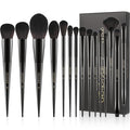 Docolor Makeup Brushes 15Pcs Obsidian Makeup Brush Set Premium Synthetic Powder Kabuki Foundation Contour Blush Concealer Eye Shadow Blending Eyeliner Crease Eyebrow Make Up Brush Kit