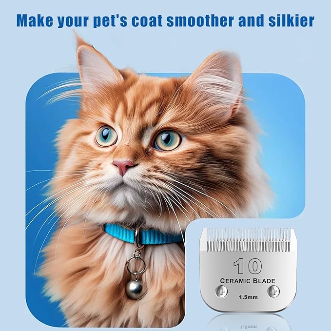 10# Detachable Pet Dog Grooming Clipper Ceramic Blade,Compatible with Andis Size 10 Cut Length 1/16"(1.5mm),Compatible with andis/wahl/Oster Dog Clippers 3PCS