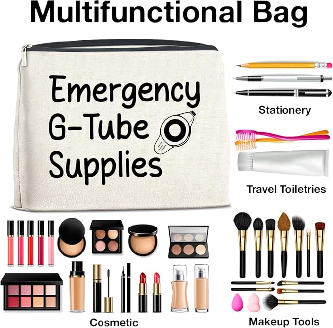 Emergency G-Tube Supplies Cosmetic Bag Gifts for Dietician Nurse Makeup Bag Zipper Makeup Pouch Critical Care Nursing Gift