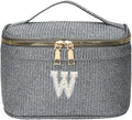 EURYNOME Makeup Bag with Custom Letter W, Water-Resistant Travel Organizer Pouch, (8.3x5.1x5.1 Inch) Cosmetic Case for Women
