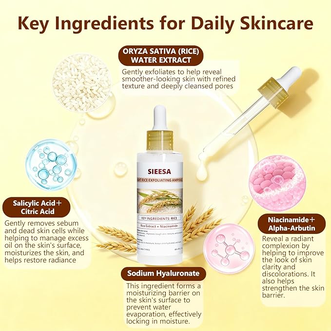 Peel Shot Glow White Rice Peeling Ampoule, Rice Extract Exfoliating Serum Dead Skin Care for Face and Body Scrub, Gentle Skincare, Pore Refiner & Deep Hydration for All Skin Types（80ML/2.71 Fl Oz）