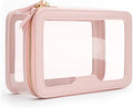 Aveniee Clear Makeup Bag, Travel Toiletry Bag for Women, Large Make up Case Cosmetic Bag with Dual Zipper, Transparent Car Organization Makeup Organizer Pouch for toiletries (Pink)