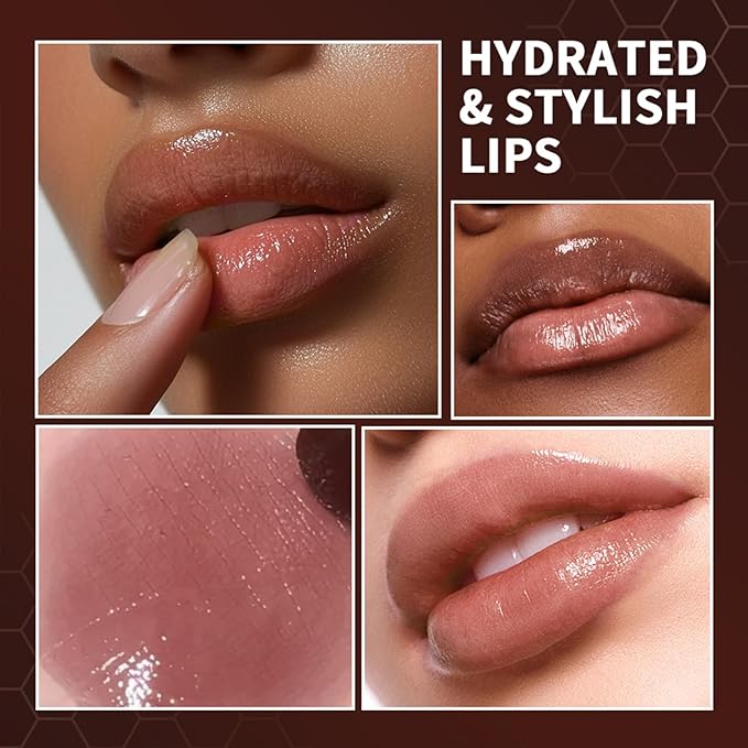 Honey Lipstick, Moisturizing Natural Lip Color, Hydrating Long Lasting Glossy Finish with Honey for Smooth Soft Lips, Smooth Application, Daily Wear (Black)