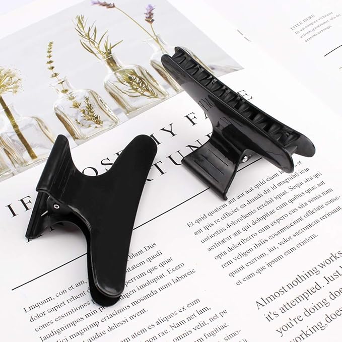 Ondder 24 Pcs Black Butterfly Hair Clips for Styling Sectioning Pro Hair Claws Clamps Clips for Cutting, Sectioning, Coloring Styling Hair Accessories for Women Girls