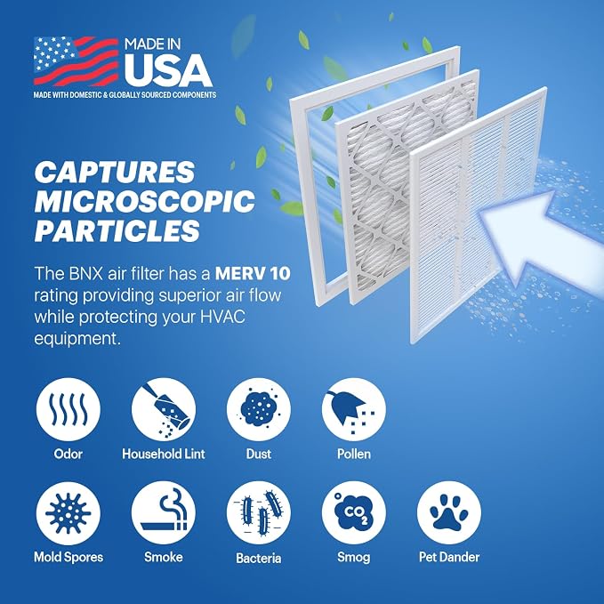 BNX TruFilter 12x12x1 MERV 10 AC Furnace Air Filter - Image 3