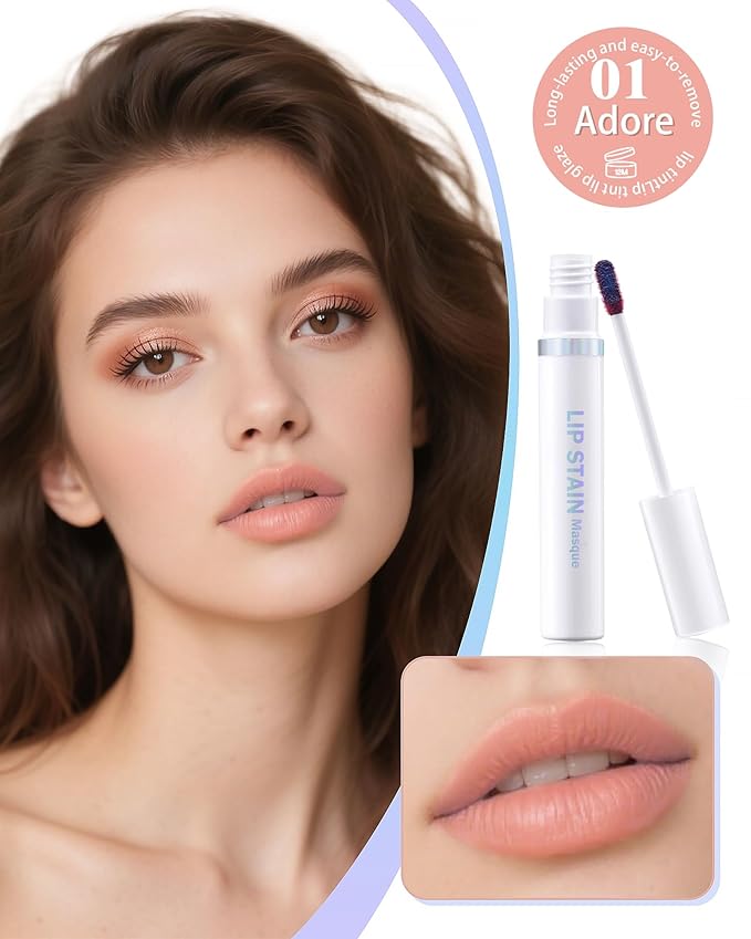 Lip Stain Masque Lip Liner Stain Long Lasting Waterproof Lip Tint Stain Semi-Permanent Lip Tattoo Transfer Proof Non-Drying Matte Finish Suitable for Women's Daily Lip Makeup