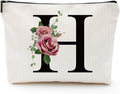 Initial A-Z Personalized Letter Makeup Bag, Monogrammed Bridesmaid Gifts/Presents Cosmetic Bag, Portable Stationery Storage Organizer Pouch, Friendship Love Travel Makeup Bags