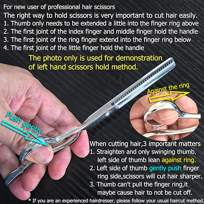 Hair Scissors left hand Thinning Scissors 6 Inch Barber Left hand Hair Thinning Shears Lefty Barber Shears KINSARO for Hairdresser Barbershop or Home Use