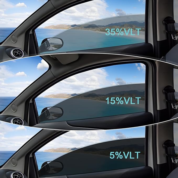5% VLT Ceramic Car Window Tint Film - (20in * 20ft) Window Privacy Film, 99% Blocks UV & 95% IR Ray, Glare Reduction Blackout Window Film Auto Car Windshield Sun Shade Roll