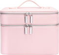 Makeup Case, Large Capacity Waterproof Double Layer Cosmetic Bag with Removable Divider, Double Compartment Brush Organizer, Multi-functional Travel Organizer