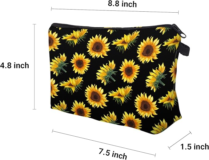 Cute Travel Makeup Bag Cosmetic Bag Small Pouch Gift for Women (Sunflowers)