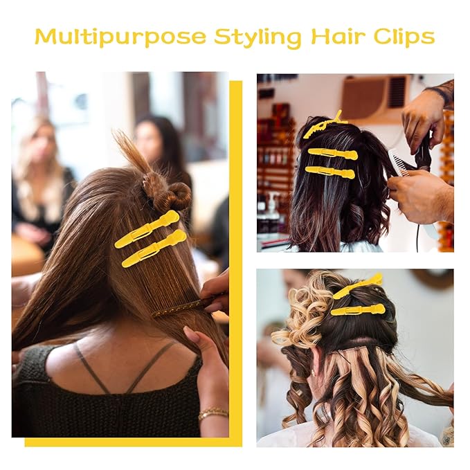 Ondder 24 Pack Alligator Hair Clips, 4.5 inch Clips for Hair Sectioning, Hair Styling Accessories for Women Men Girls Teens, Yellow