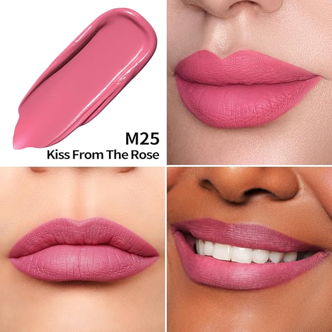 Oulac Matte Liquid Lipstick 2 PCS Set, Long Lasting Lipstick Waterproof Lip Stain, No Transfer, Creamy High Pigmented Formula with Rose Oil, Vegan [M09+M25]