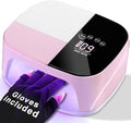 LIMEGIRL UV LED Nail Lamp Kit for Gel Polish Professional Fast Curing Pink Dryer Light Set with 45PCS Lamp Beads and Gloves and Auto Sensor Cordless Rechargeable Nail Art Cure Machine for Manicure