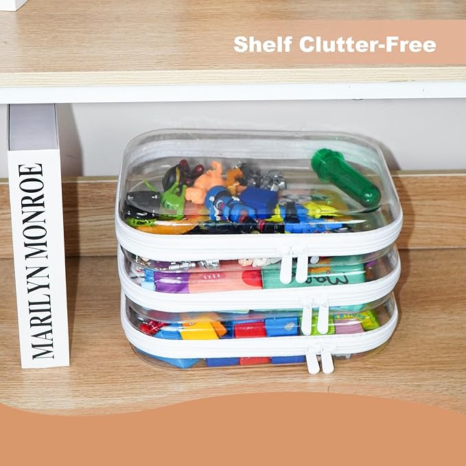 3pcs Clear Hard Shell Zipper Case, Transparent Hard Plastic Zipper Pouches, Portable Travel Organizer, Clear Toiletry Bag, Craft and Arts Organizer, Toy Storage Bins, Stackable Hard Side Plastic Case