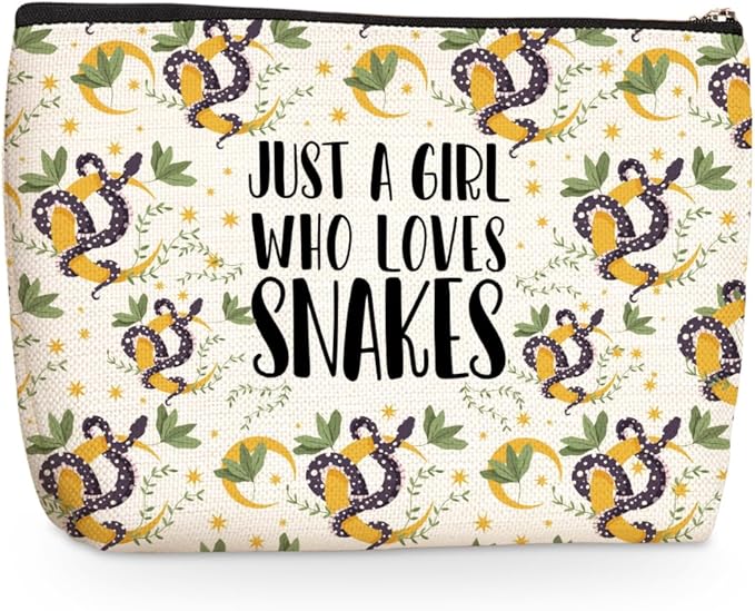Cute Snakes Print Makeup Bag Snake Gifts Cosmetic Travel Bag Snake Accessories Decor Stuff for Animal Snakes Lovers Women Breeder Girls Sister Best Friend Funny Skincare Bag for Christmas Birthday