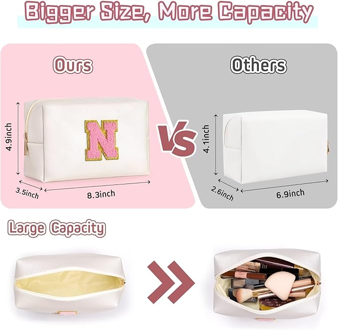 TOPEAST Travel Makeup Bag for Women, Cosmetic Bag Travel Toiletry Bag Birthday Travel Gifts for Women (Pearly White M)