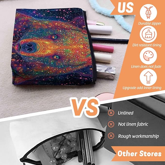 Cosmetic Bags Travel Makeup Toilet Case Waterproof Pouch for Women Girls 6.7X9.45inches - Psychedelic Cosmic Bear