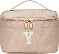EURYNOME Makeup Bag with Custom Letter Y, Water-Resistant Travel Organizer Pouch, (8.3x5.1x5.1 Inch) Cosmetic Case for Women