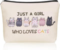 Cat Makeup Bag For Cat Lover Christmas Gift: Cute Cosmetic Bag & Toiletry Pouch Just A Girl Who Love Cats Themd For Mom, Daughters, Friends,Teen Girl & Women.Ideal Gifts For Travel, Birthdays.